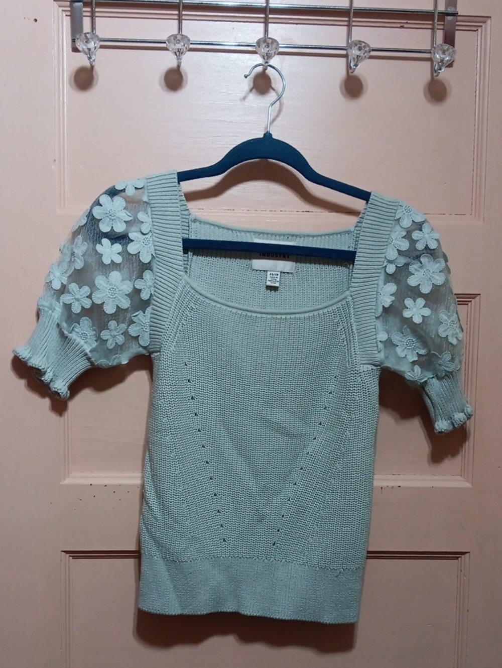 Industry Floral Lace Sleeve Knit Top